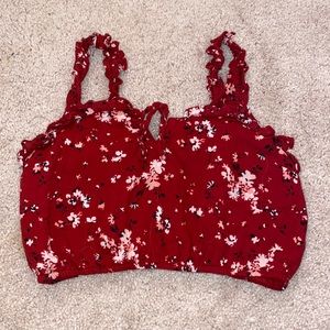 ABERCROMBIE AND FITCH MATCHING SET RED FLORAL TOP